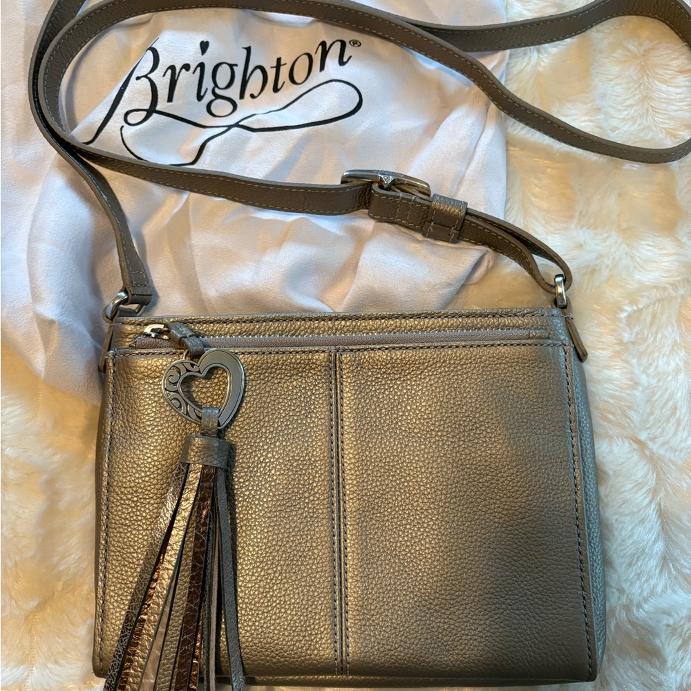 Brighton Silver Crossbody Bag with Decorative Tassel
